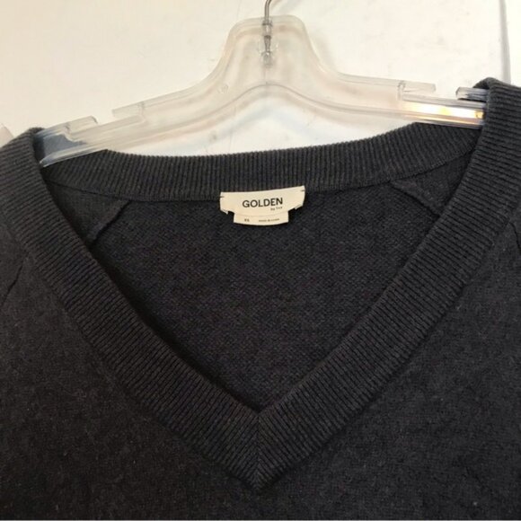 Aritzia Golden TNA Stowe Cashmere Wool V Neck Pullover Sweater Ribbed Layer Top - Picture 4 of 15